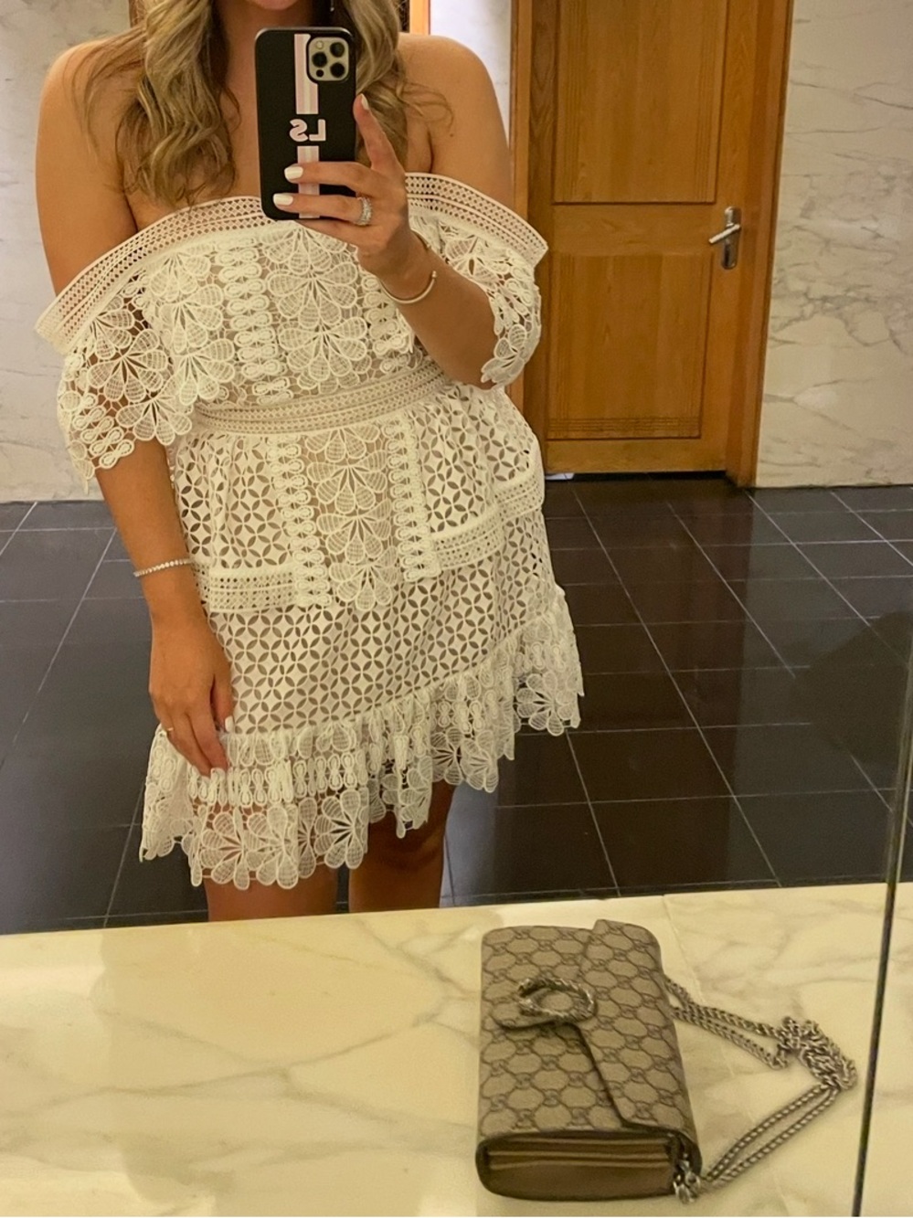 Self-Portrait white/cream Crochet Mini Dress